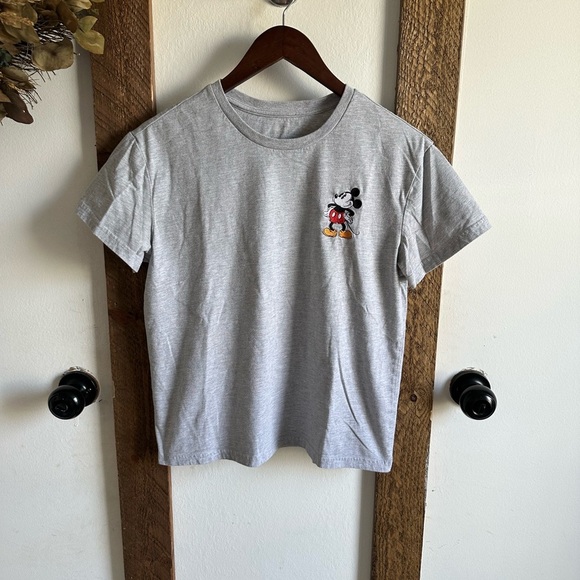 Disney Mickey Mouse Womens Size Small T-Shirt Embroidered Gray Short Sleeve - Picture 3 of 7